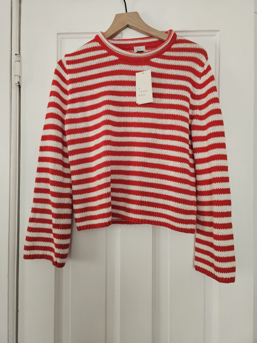 NWT Striped Red and White Knit Sweater